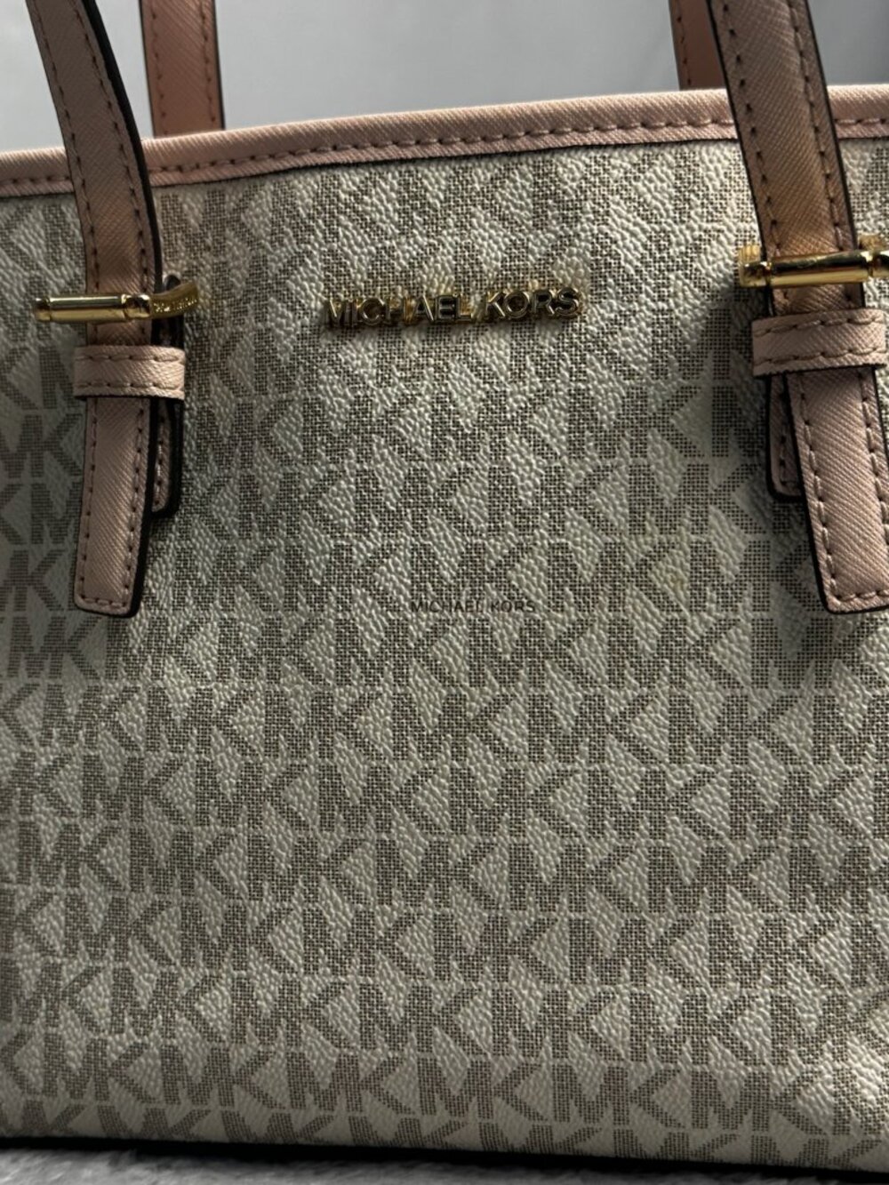 Michael Kors Jet Set Travel XS Carryall Tote Crossbody Vanilla Pink